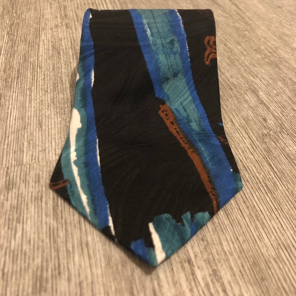 Oscar de la Renta couture Abstract Blue Tie blue tie Oscar de la Renta tie - Picture 1 of 4